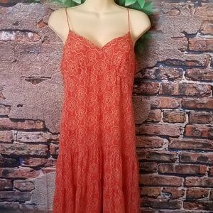 100% Silk Lined Orange Spaghetti Strap Dress